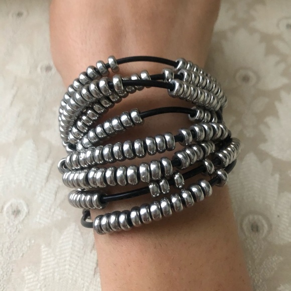 Silver Beaded Layered Bracelet - Picture 4 of 4